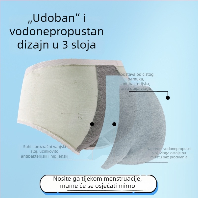 Djevojačke pamukaste gaćice za razdoblje s zaštitom od propuštanja