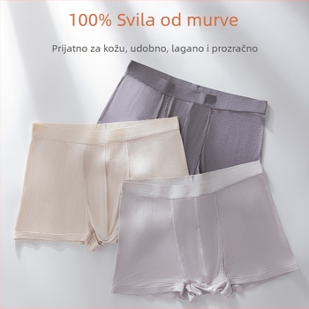 Muške bokserice od Mulberry svile, prozračne, srednji pojas, pleteni, jednofarbni uzorak
