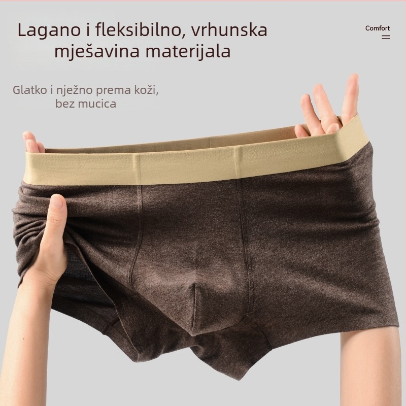 Toplo muške bokserice s plišastom površinom, 10A, pamuk pojas, srednji pojas, prozračan, slobodan kroj za jesen-zimu
