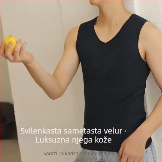 Muška bezšivna vesta od najlonsko-blend materijala, V-izrez, pulover, temeljni sloj