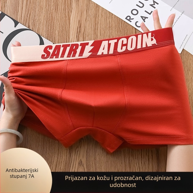 Muške bokserice od pamuka, srednji pojas, prozračne i antibakterijske, 95%+ pamuk, pleteni materijal, OEM podrška