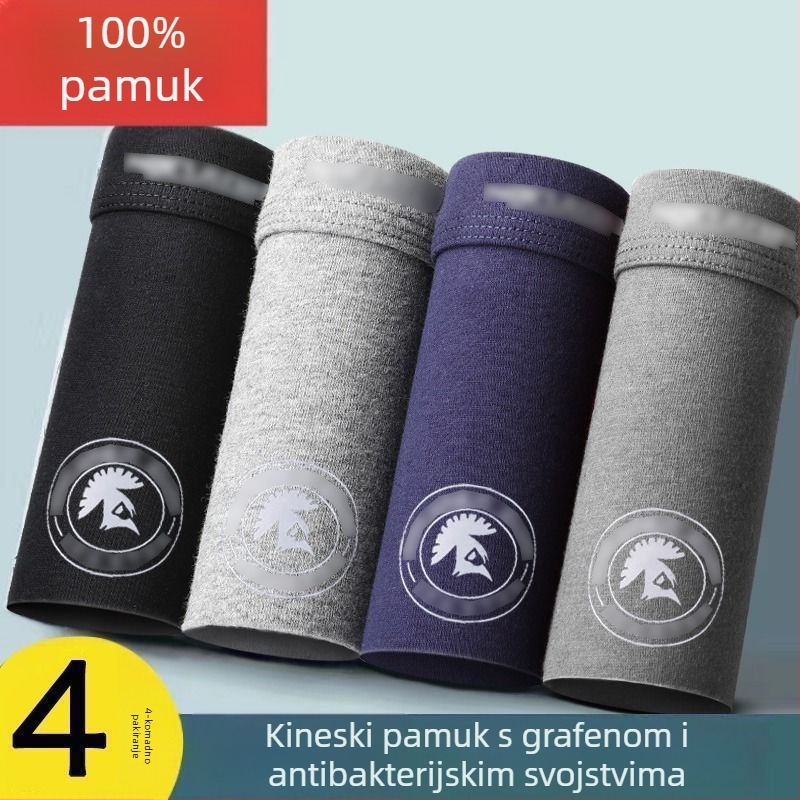 Muške bokserice od pamuka, prozračne, srednje visoki struk, glavna tkanina 95–100% pamuk, prepone 50–70% pamuk