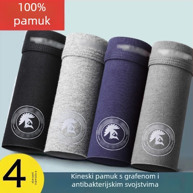 Muške bokserice od pamuka, prozračne, srednje visoki struk, glavna tkanina 95–100% pamuk, prepone 50–70% pamuk