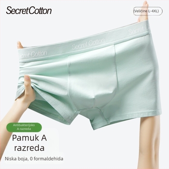 Muške pamučne bokserice, prozračne i antibakterijske, 100% pamuk, srednji pojas, jednobojne