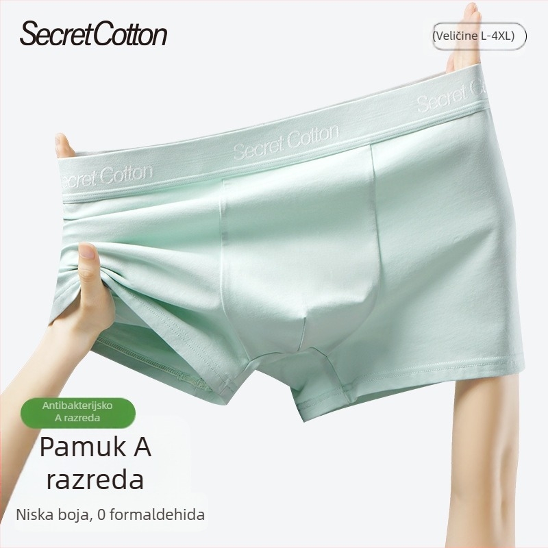 Muške pamučne bokserice, prozračne i antibakterijske, 100% pamuk, srednji pojas, jednobojne