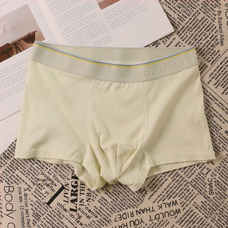 Muške bokserice od pamuka, prozračne, bez šavova, jacquard tkanina, srednji pojas, prugasti uzorak