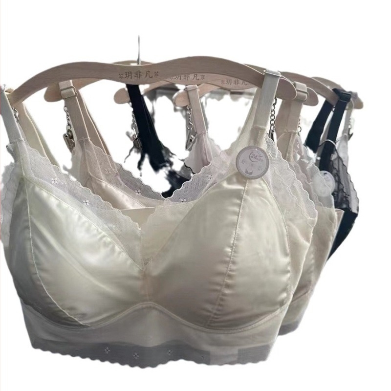 Ljetni ultra-tanki čipkasti satenski bralet s fiksnim košaricama, prozračan, bez tragova, tube top 10809