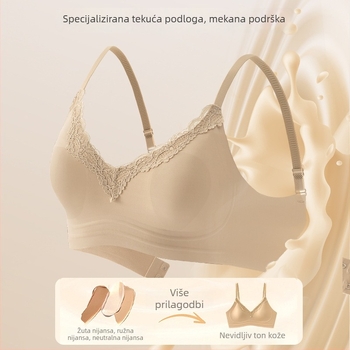 Ženski grudnjak od francuske čipke, košarice s ušima zeca, ultra tanak, bežični, bezšivni, prozračan komfor