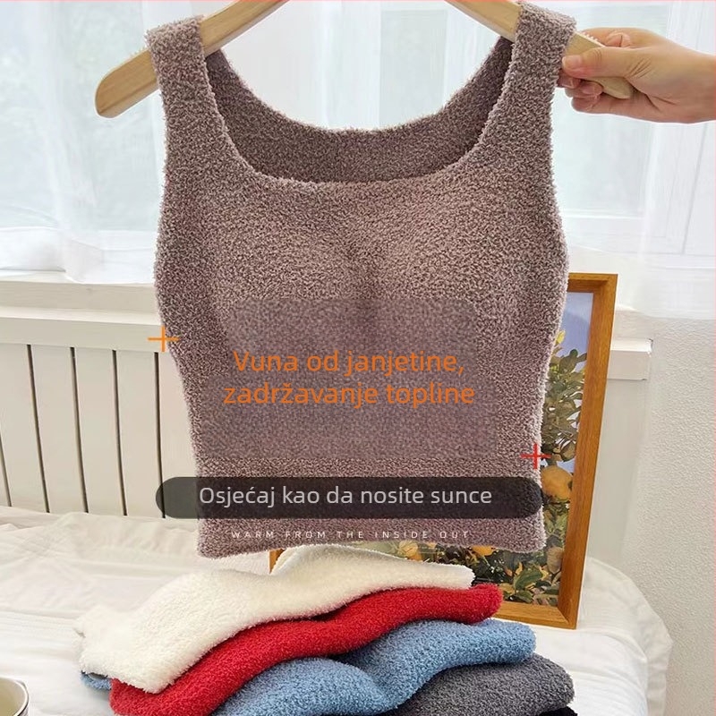 Topla vesta od flisa s ugrađenim jastučićem za prsni koš, bez podstavke, pogodna za vanjsku upotrebu kao termalni gornji dio za žene
