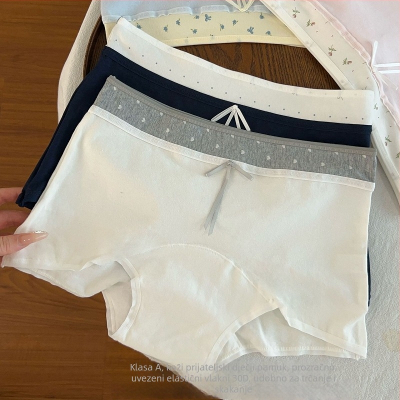 Matcha Girl ženske bokserice od pamuka, prozračne udobne, antibakterijska podstava u preponama, srednji pojas, uzorak mašna