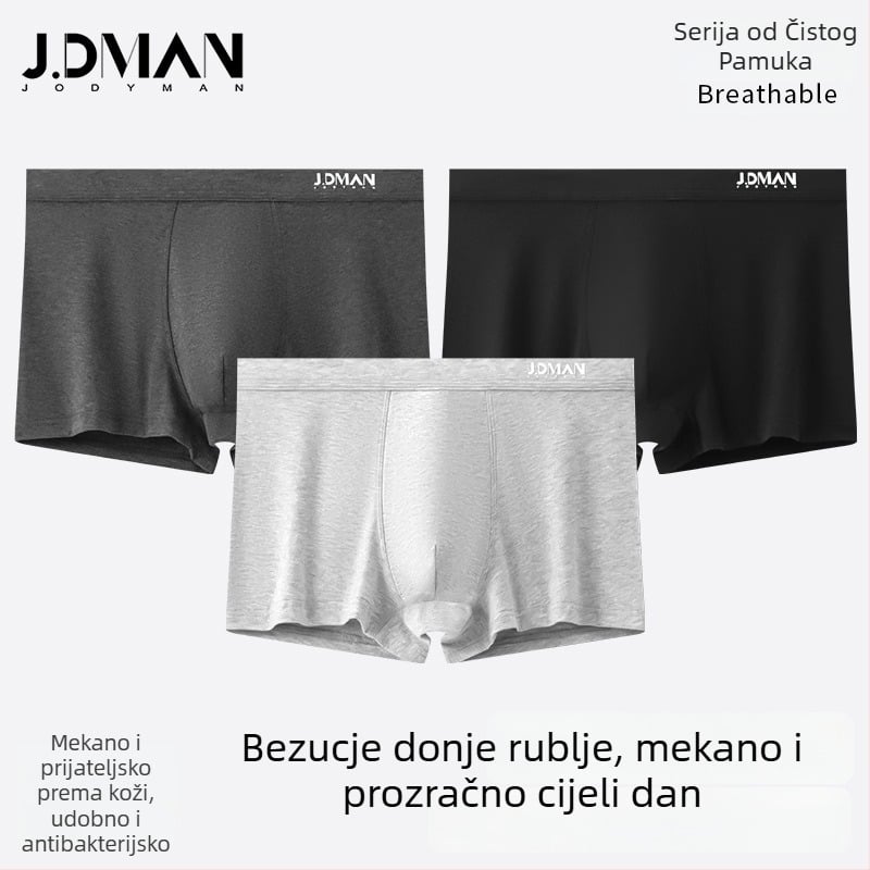 Muške pamučne bokserice – srednji pojas, prozračan, antibakterijski, uzorak s tekstom