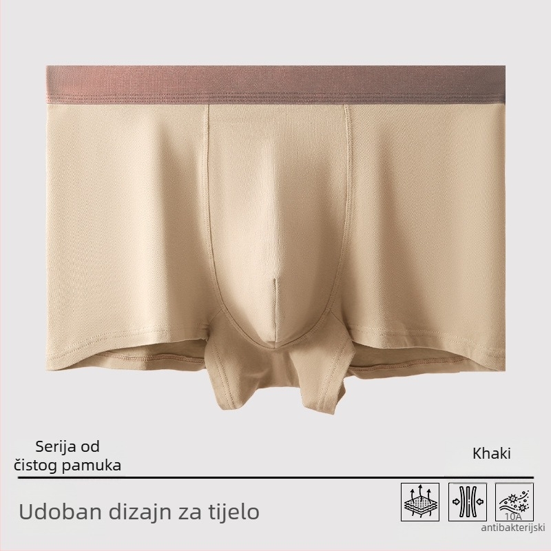 Muške bokserice od pamuka sa srednjim pojasom, antibakterijske, prozračne i upijaju znoj