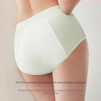 Me menstrualne hlače sa srednjim strukom i džepom, ultra-dulji panel pre prepub, protiv curenja sa strane, visoka elastičnost, prozračne i udobne; glavni materijal regenerirana celulozna vlakna 65,2%; podstava područje pamuk 31,6%