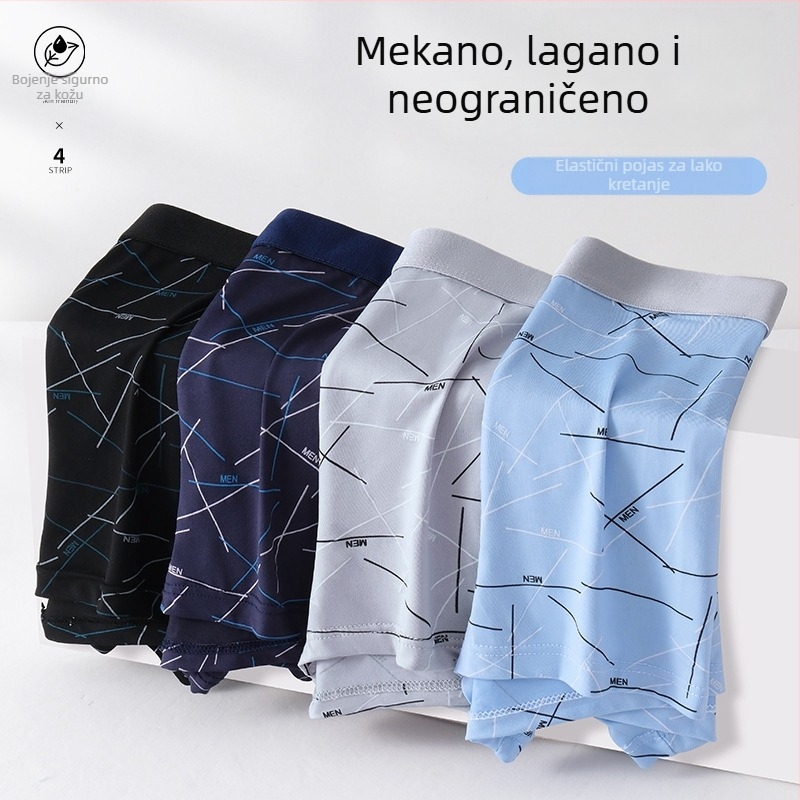 Muške bokserice s srednjim pojasom, geometrijski uzorak, poliester