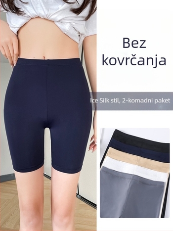 Ženske tajice od Ice Silka, bez šavova, s unutarnjim šorcem, 3/4 dužina, tanke, tijesne, za jogu i vožnju biciklom