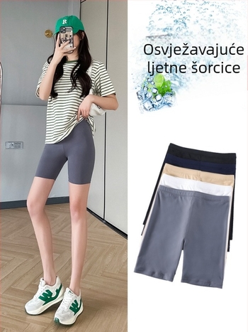 Ženske tajice od Ice Silka, bez šavova, s unutarnjim šorcem, 3/4 dužina, tanke, tijesne, za jogu i vožnju biciklom