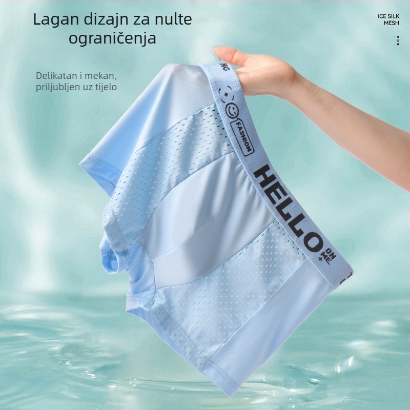 Muške bokserice – prozračne Ice Silk, poliester 95–100%, srednji pojas
