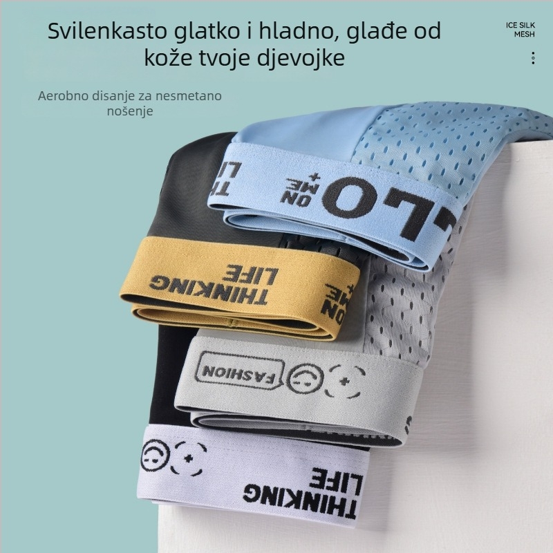 Muške bokserice – prozračne Ice Silk, poliester 95–100%, srednji pojas