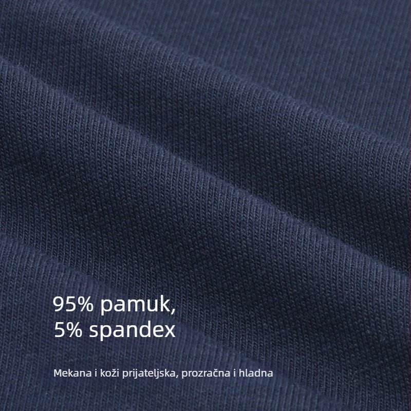 Muške pamučne bokserice s antibakterijskom grafenskom unutarnjom podstavom, srednjeg struka, jednobojne, 90-95% pamuka