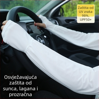 UV zaštitne manžetne od Ice Silk za ljeto – dugi, lagani, elastični, za vožnju (Poliester 71–80%, Spandex 11–20%)