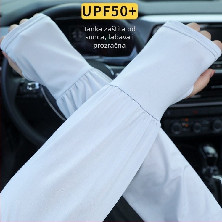 UV zaštitne manžetne od Ice Silk za ljeto – dugi, lagani, elastični, za vožnju (Poliester 71–80%, Spandex 11–20%)