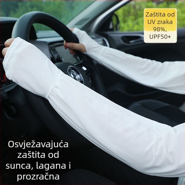 UV zaštitne manžetne od Ice Silk za ljeto – dugi, lagani, elastični, za vožnju (Poliester 71–80%, Spandex 11–20%)
