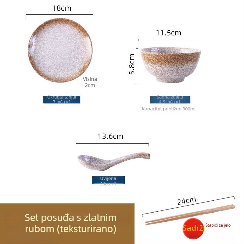 Japanski retro keramički servis za kuhanje i posluživanje, set od tri komada (Materijal: Drugo; Stil: Moderna jednostavnost; Pogodno za poklon: Drugo)