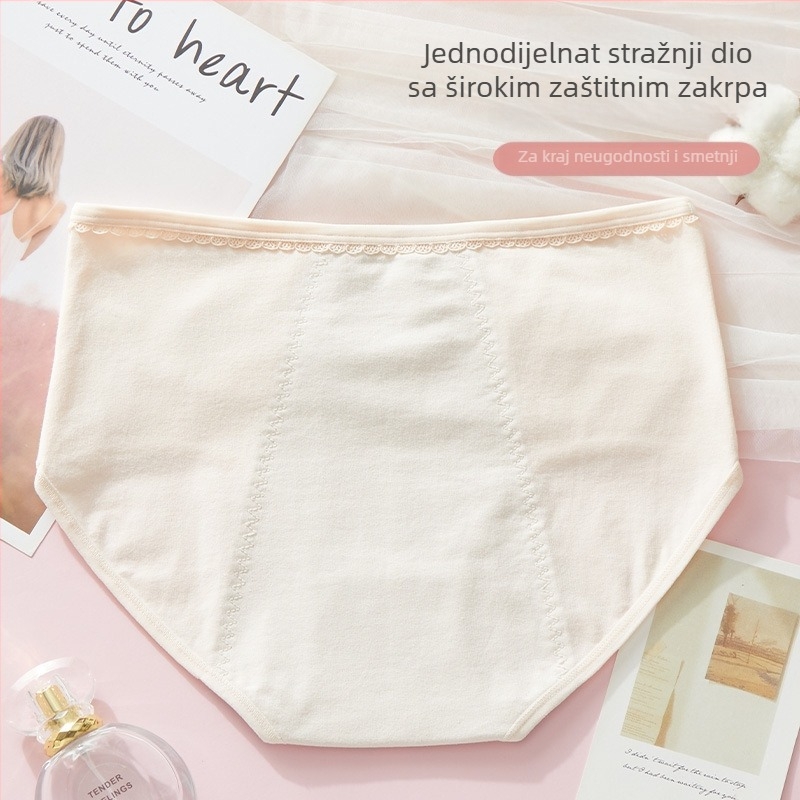Ženske pamukaste gaćice za mjesečnicu, srednji pojas, protiv propuštanja