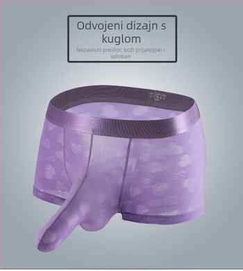 Muške gaćice od najlona s jacquardom u obliku srca, srednji pojas, podstava za preponu od spandeksa, prozračne i brzo sušeće.