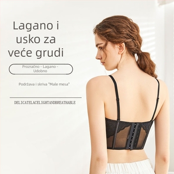 Ženska grudnjaka s franuskog stila čipka fishbone, odvojive halter naramenice, tanki formirani košarci 1/2, glavni materijal: čipka/nylon 89,1%, podstava spandex 10,9%, seksi stil, oblikovanje dojki