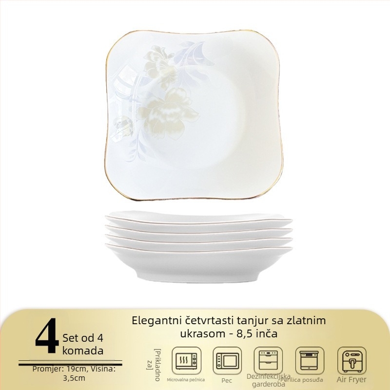 Keramički četvrtasti duboki tanjur, Mega porcelain, različiti uzorci, pogodna za mikrovalnu pećnicu, modernistički minimalistički stil