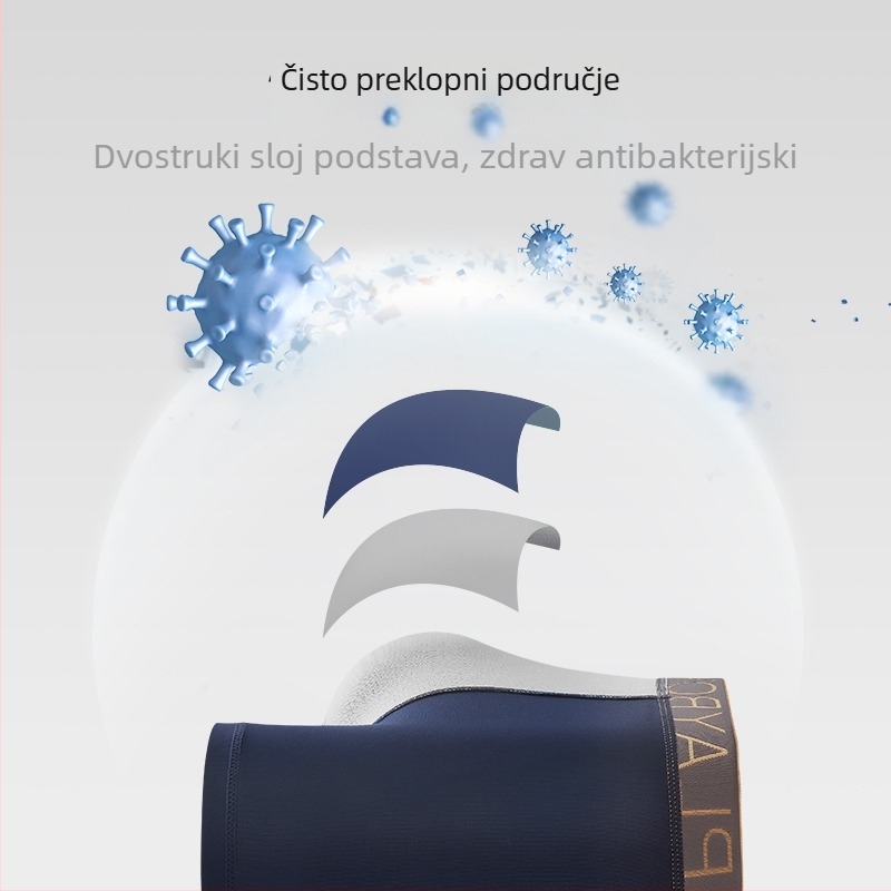 Muške bokserice od pamuka, prozračne, antibakterijske, srednji pojas, glavni materijal 95% pamuk, prepona 50–70% pamuka