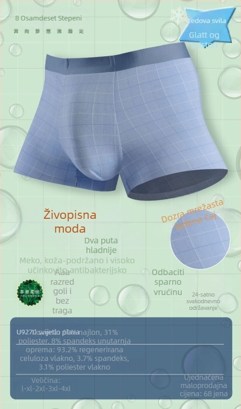 Muške bokserice od Ice Silk – prozračne, waffle dizajn, srednji pojas, najlon tkanina s modalnom podstavom