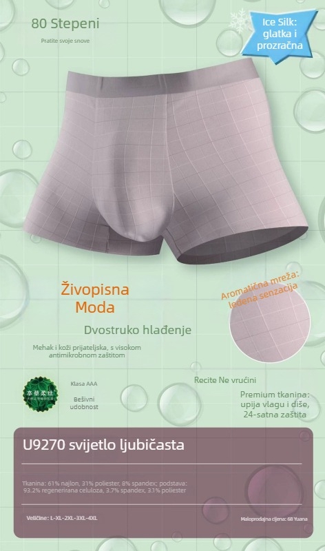 Muške bokserice od Ice Silk – prozračne, waffle dizajn, srednji pojas, najlon tkanina s modalnom podstavom