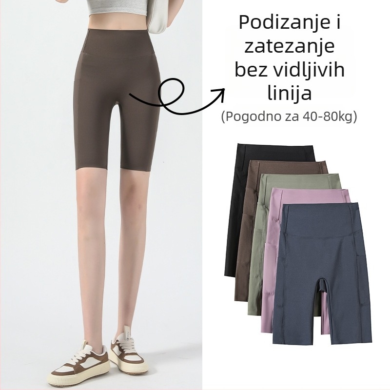 Pocket Shark capri hlače s džepovima, visokim strukom, lagane od najlona i elastana, za jogu, fitness i vožnju bicikla
