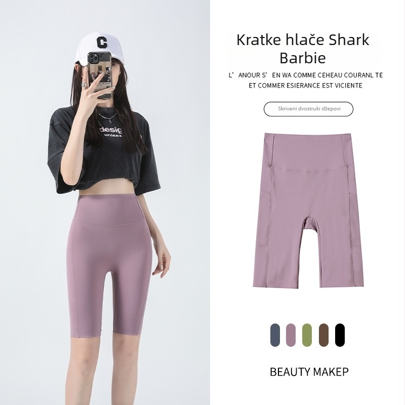 Pocket Shark capri hlače s džepovima, visokim strukom, lagane od najlona i elastana, za jogu, fitness i vožnju bicikla