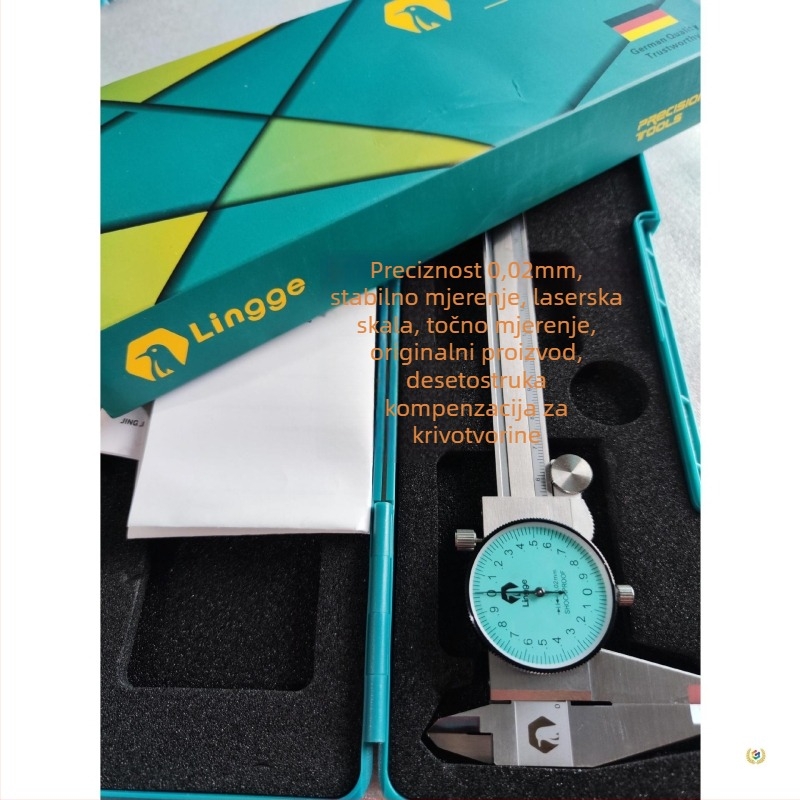 Lingge nehrđajući čelik šestar s satom, visoko precizan vernier mjerač, dvostruki raspon 0-150 mm i 300 mm