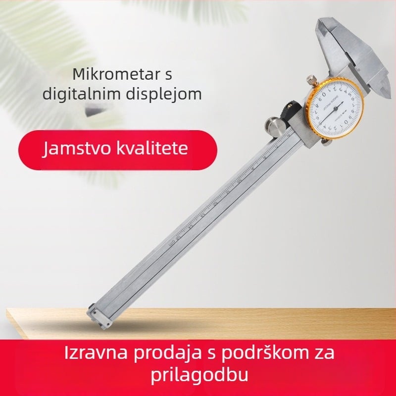 Metalni okrugli brojčanik s pokazivačem i vernier kaliper