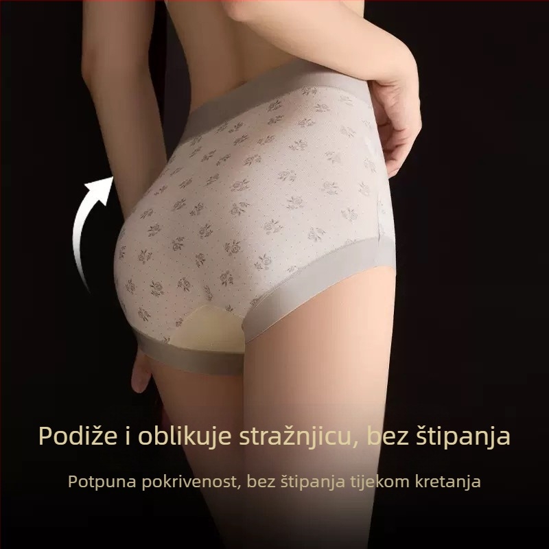 Lyocell visoki pojas, jacquard križna traka, čipka, podizanje bokova i zatezanje trbuha, ženske bokserice, antibakterijski predeo prepona, bez šavova