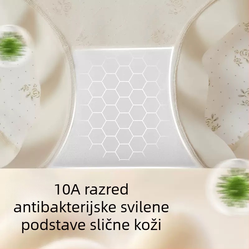 Lyocell visoki pojas, jacquard križna traka, čipka, podizanje bokova i zatezanje trbuha, ženske bokserice, antibakterijski predeo prepona, bez šavova