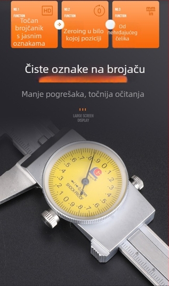 Guanglu mjerni kaliper s cifrom 0-150 mm, nehrđajući čelik, razlučivost 0,01/0,02 mm