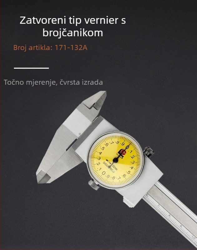 Guanglu mjerni kaliper s cifrom 0-150 mm, nehrđajući čelik, razlučivost 0,01/0,02 mm
