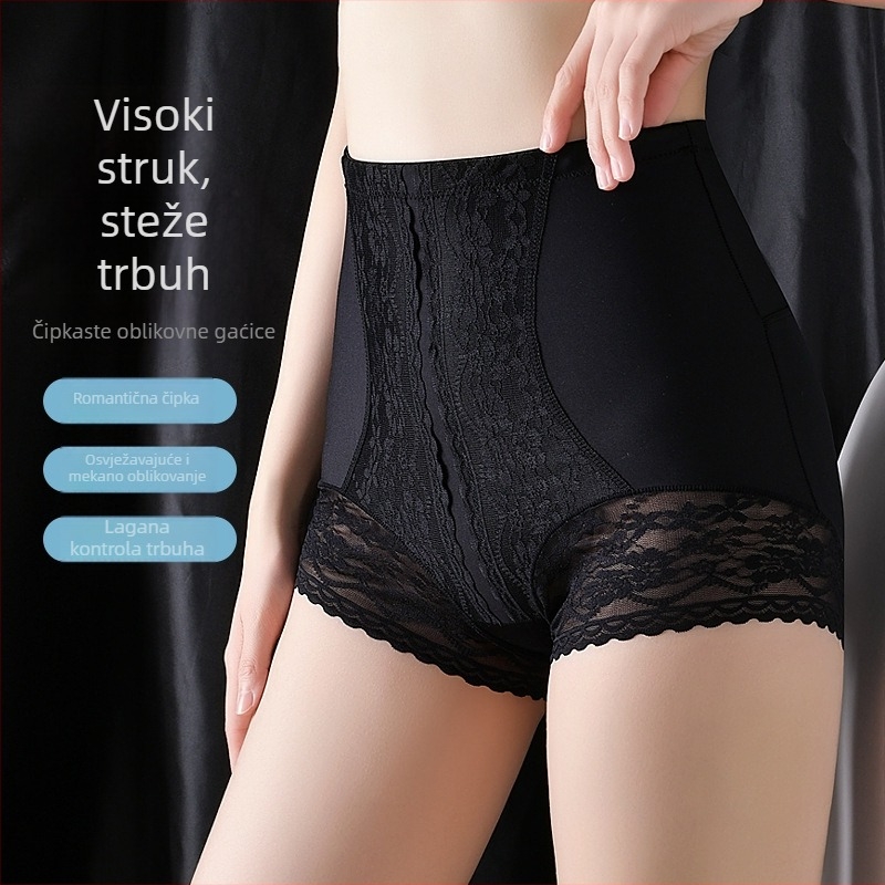 Plus-size čipkaste oblikujuće gaćice s visokim strukom, nakon poroda, podizanje bokova, najlon 70–80% s pamukom