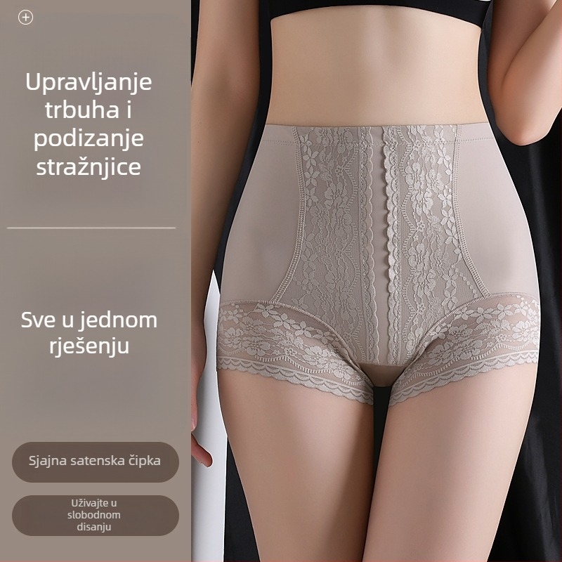 Plus-size čipkaste oblikujuće gaćice s visokim strukom, nakon poroda, podizanje bokova, najlon 70–80% s pamukom