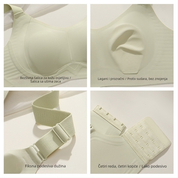 Bešavni grudnjak s čašicama u obliku zeca, najlon materijal, bez metalne žice, tanak mekani potpor, stražnje četiri reda kukica