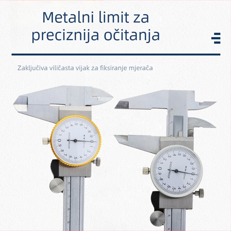 Klip kaliper s mjernim zaslonom i dubinskim mjerenjem, Vernier, točnost 0.02
