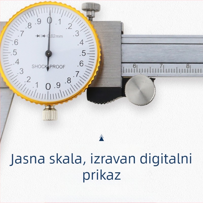 Klip kaliper s mjernim zaslonom i dubinskim mjerenjem, Vernier, točnost 0.02