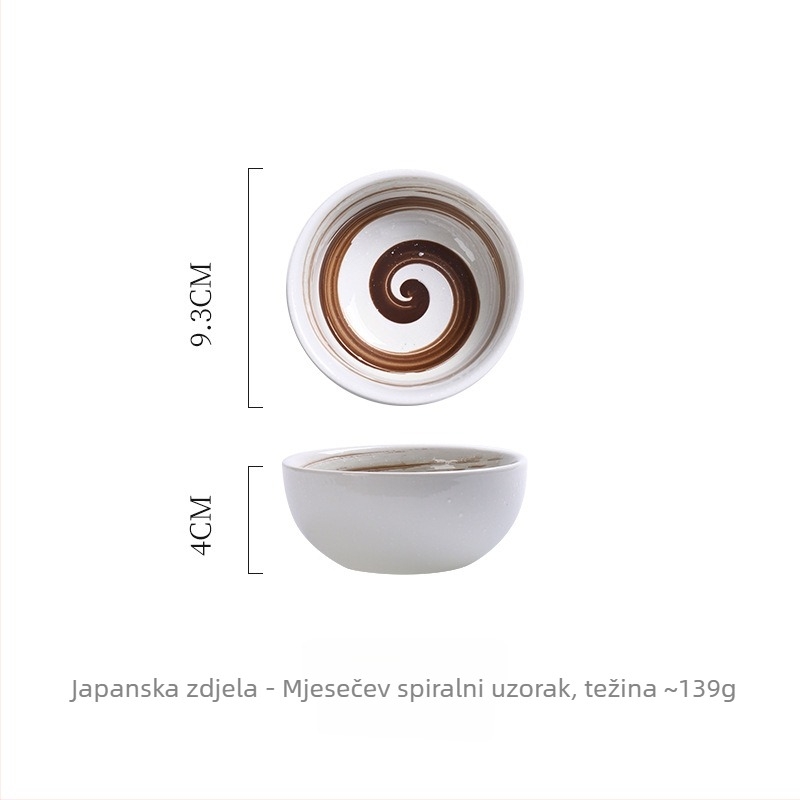 Porcelanska zdjela, japanskog stila, okruglog oblika, mikrovalna kompatibilnost, podglazurna boja