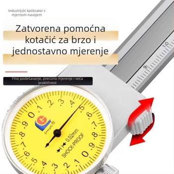 Kaliper s brojčanikom, zatvorenog tipa, dvostruki raspon 0-150 mm (0,02 mm) i 0-200 mm (0,01 mm)