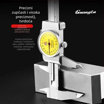 Kaliper s brojčanikom, zatvorenog tipa, dvostruki raspon 0-150 mm (0,02 mm) i 0-200 mm (0,01 mm)